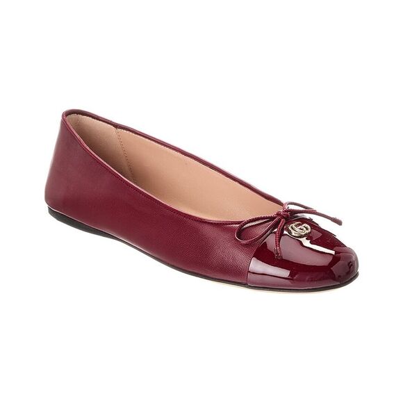 Gucci Double G Leather Ballet Flat Red